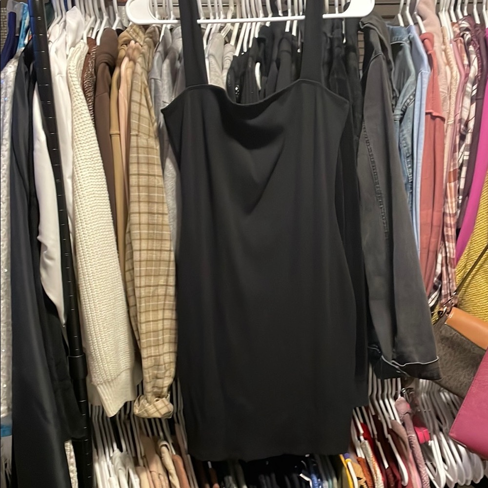 Popular 21 Black Bodycon Square Neck Mini Dress – Size L